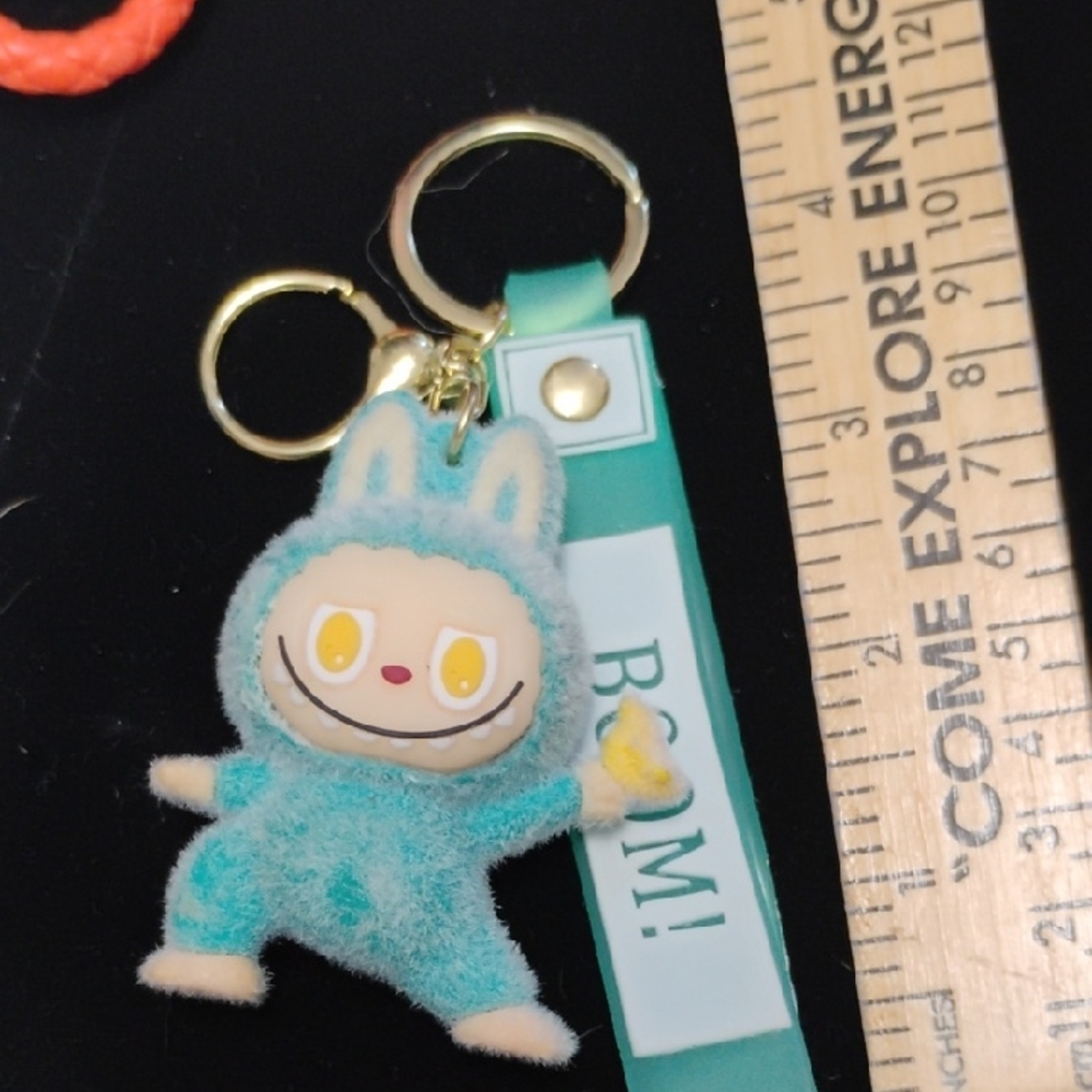 Cute Labubu Style Bunny Keychain with Strap - Blue